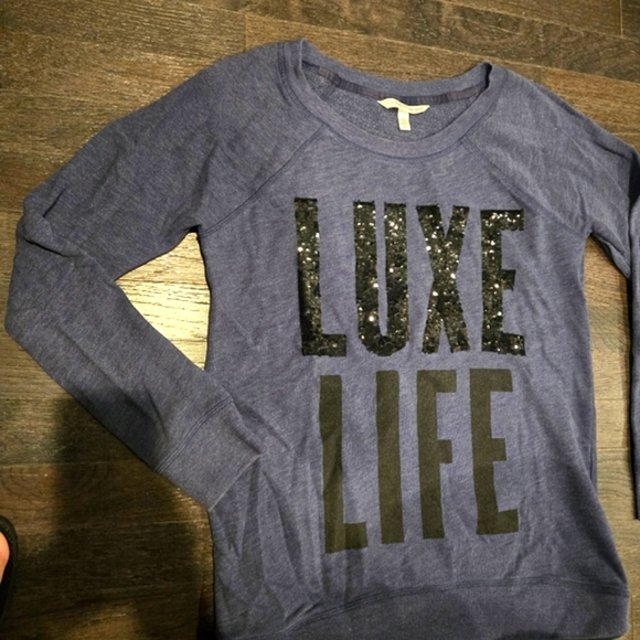 Victoria's Secret Y2K VTG LUXE LIFE Bling Scoop Neck Tunic Sweatshirt- SZ Small - Picture 2 of 10